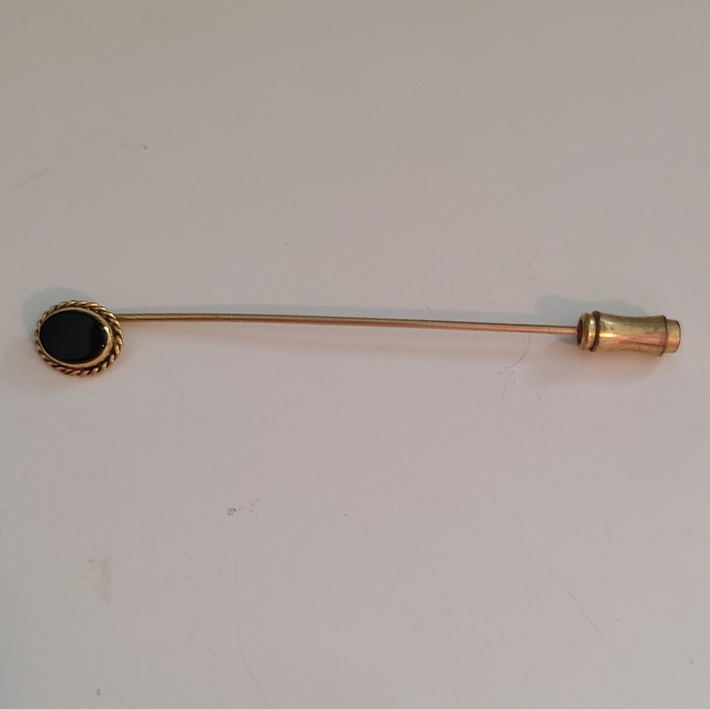Vtg Carla Black Onyx Elegant 14k Gold Filled GF Stick Pin